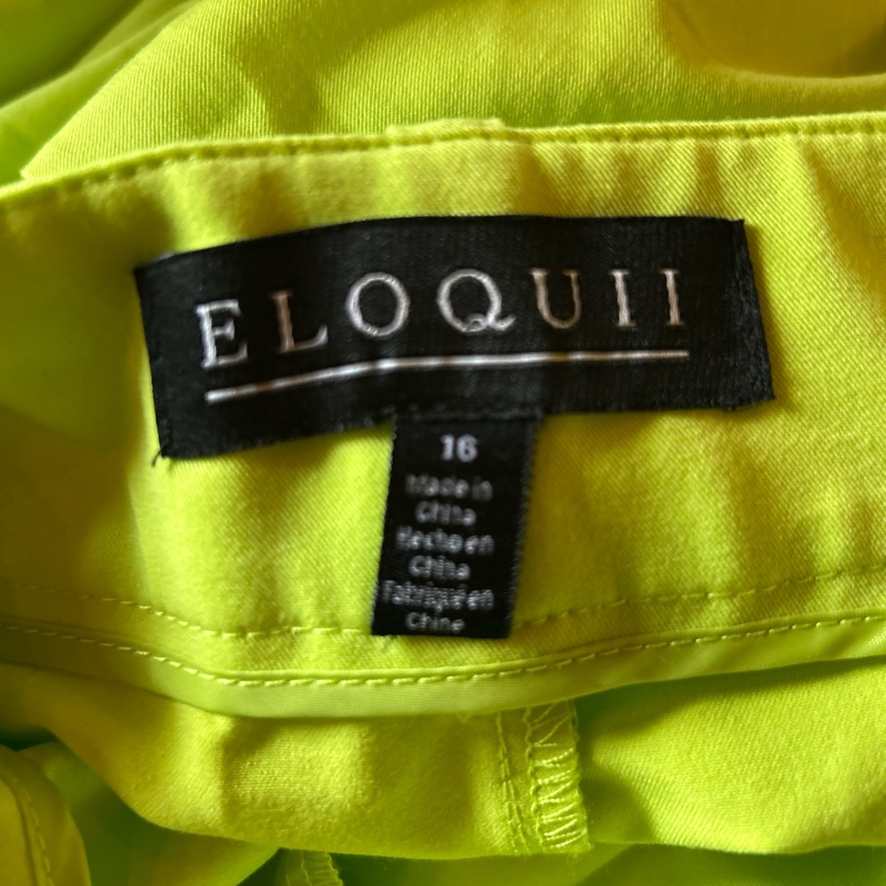 Eloquii lime green wide pants tie waist 16 - Picture 5 of 13